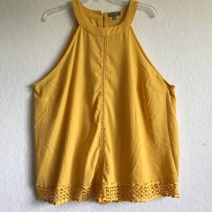 Rags to wishes| Mustard Crochet detailed  tank